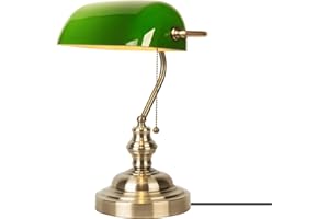 JCPYIUL Lampada da tavolo Banker in vetro verde, Tradizionale Europea Classic Bronze Finish Base E27 Vintage Lampada da tavolo, per Camera da letto Ufficio Biblioteca Sala studio Sala studio