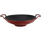 Lava D&ouml;k&uuml;m Yuvarlak Wok D&ouml;k&uuml;m Demir Yekpare &Ccedil;ift Kulplu &Ccedil;ap(&Oslash;)38cm.-Bordo