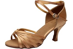PLAFOPE Ballroom Dance Shoes Women 1 Pair Dancing Shoes High Heel Open-Toed High Heels High Heel Shoes Indoor Golden Yoga Shoes Satin High Heels High Heels Latin Dancing Shoes