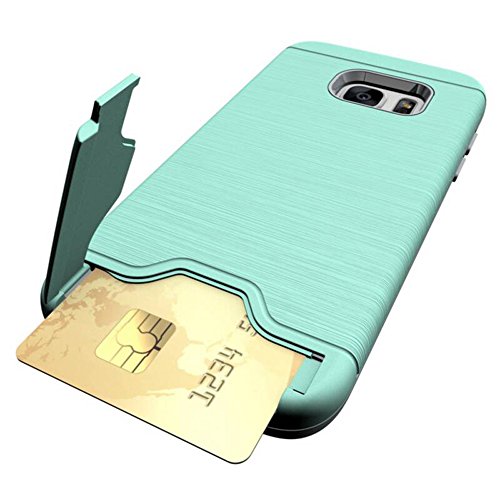 Galaxy S7 Edge Hülle,Nakeey Schutzhülle für Galaxy S7 Edge,Hybride Anti-Kratz [Card Slot] Dual-Layer Holder Bumper Handys Schutzhülle Für Galaxy S7 edge,Grün - 2