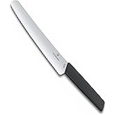 Victorinox, Swiss Modern, Professional, Bread and pastry knife, Wavy edge, Extra Sharp, Stainless Steel, Blade, 22 cm, Black,