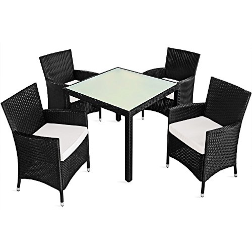 PolyRattan Sitzgruppe 4+1 STAPELBAR Gartenmöbel Lounge Sitzgarnitur Garten Gartenset Essgruppe Rattan