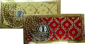 Jain Cards Designer Multicolor Coin Money Envelope Border Design Red Golden, Shagun Envelope, Wedding, Engagement, Any Occasion Cash Gift Money Cover Made with Card Paper (Pack of 20) 2 X 10 Pcs.