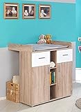 Sparset Babyzimmer / Kinderzimmer komplett Set ELISA in Eiche Sonoma Weiß – umbaubar zum Juniorbett – Komplettset: Babybett mit hohenverstellbarem Lattenrost und Wickelkommode mit Wickelaufsatz, Made in Germany - 2
