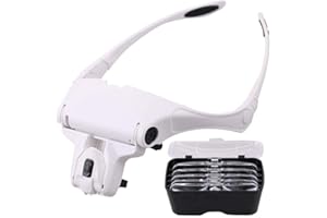EUROXANTY Lenti d'ingrandimento con 2 Luce LED | Regolabile mani libere Magnifier | lavori ravvicinati, artigianato, gioiellieri, lettura | 5 lenti intercambiabile 1 X,1.5 X,2 X,2.5 X,3 X,3.5 X