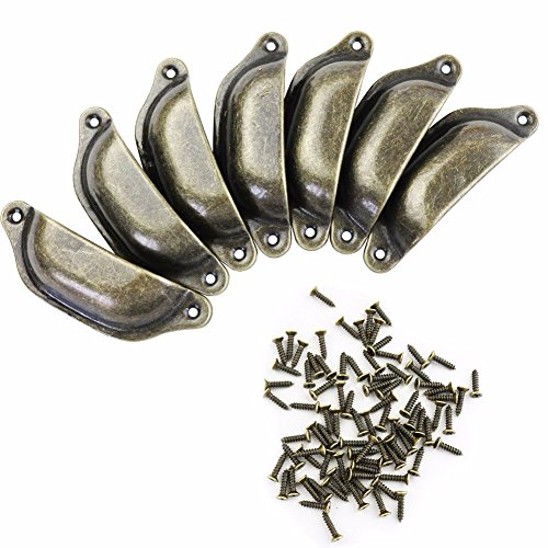 Preisvergleich Produktbild iiniim 10x Muschelgriff Schalengriff Möbelgriff Messingoptik antik brüniert