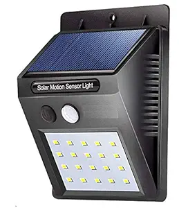 MANKI FASHION 20 LED Bright Outdoor Security Lights with Motion Sensor Solar Powered Wireless Waterproof Night Spotlight for Outdoor/Garden Wall - 9.7 x 4.8 x 12.4 cm, Black