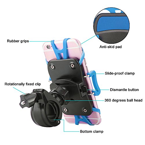 Moredig Fahrrad Handyhalterung 360 Grad Drehung Sport Handyhalter Fahrrad Verstellbar Motorradhalter Halterung mit PC Sockel Bereite des Smartphones 50-90mm für GPS iPhone 7 7 Plus 6s 6s Plus 6 6 Plus und Samsung Galaxy Huawei Smartphone usw - 5