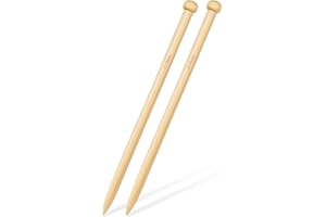 Aeelike 15mm Thick Bamboo Knitting Needles, Big Chunky Knitting Needles 35cm Long, Jumbo Wooden Straight Knitting Pins for Arthritic Hands, Large Knitting Needles for Chunky Blanket Knitting