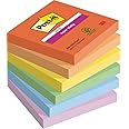 Post-it Super Sticky Notes, Double the Sticking Power, 6 Pads, 540 Sheets, 76 mm x 76 mm, Blue, Green, Orange, Purple, Red, Yellow Colors - Self-Sticking Notes for Walls, Monitors and Fridge