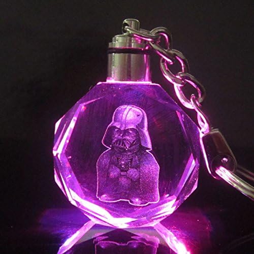 Popular Film Series Star Wars Men`s Women`s Ladies, Girls, Boys Black Darth Vader Pendant LED Key Chain Key ring Gift (Crystal Darth Vader)