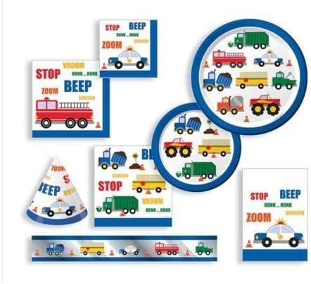 Traffic Jam Basic Party Pack for 8 - Plates, Cups, Napkins &amp; Tablecover by Traffic Jam