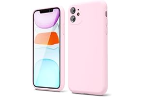 Oakxco for iPhone 11 Phone Case Liquid Silicone, Cute Thin Slim Soft Rubber TPU Plain Smooth Gel Cover for Women Girl Aesthetic Design, Matte Solid Protective & Shockproof Bumper Grip, Rose Light Pink