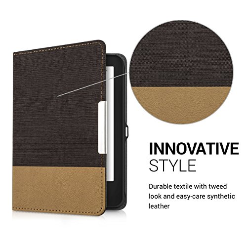 kwmobile Hülle für Tolino Shine 2 HD – Flipcover Case eReader Schutzhülle – Bookstyle Klapphülle Schwarz Braun - 2