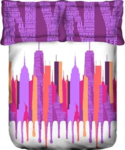 Portico New York Lavender Printed Cotton Super King Size Double Bedsheet with Pillow Cover -274 x274 cm