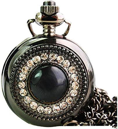 New Pocket Watch with mirror Chain Necklace Alloy Antique Bronze watches WPH@KTW144438B