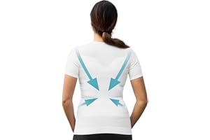 CURVELESS T-shirt Correcteur de Posture Femme | Anti Mal de Dos | Redresse Dos et Epaules |Compression | Maillot de Corps | Manches Courtes