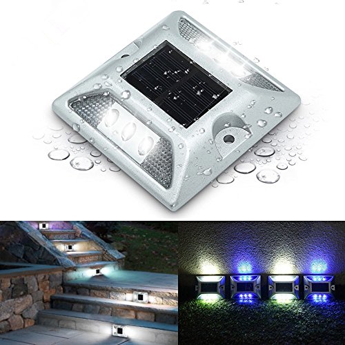 SOLMORE Magnetron Solar Aluminum Panel Solarleuchten Bodenstrahler Solarleuchte Gartenleuchte Bodenleuchte Solarlampe Wandlampe Teichbeleuchtung Flurlampe Wasserdicht 6LED Weiß