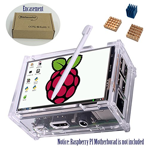 Haiworld Écran Tactile KIT Pour Raspberry PI 3 2 modèle B B+, 3.5" 480x320 RGB Pixels Touchscreen + Housse Transparente + 3pcs dissipateur thermique + Touch Pen