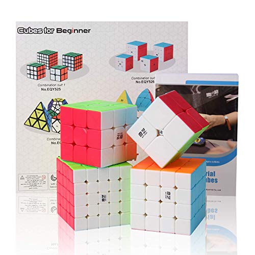 ROXENDA Speed Cube set,Magic Cube Set of 2x2 3x3 4x4 5x5 Cube Puzzle with Gift Box,Secret Tutorial for Speed Cubes (2X2 3X3 4X4 5X5 Coloful)