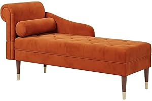 ‎VESGANTTI Vesgantti Velvet Chaiselongue, Indoor Lounge Sofa mit linker Armlehne und Lendenkissen, Recamiere für Wohnzimmer, Schlafzimmer und Büro, Samt Loungesessel 149.5 x 54 x 76CM