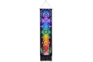 Ricemru Schmale Wandteppich Yoga Chakren Wandbehang Galaxy Universum Erde Space Weltraum Wandtuch Psychedelic Trippy Wanddeko Tapestry Wandkunst Deko