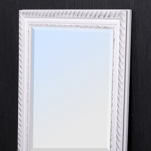 WANDSPIEGEL BAROCK Weiß-Silber ANTIK DESIGN SPIEGEL Stripe 70x50cm HOLZRAHMEN - 5