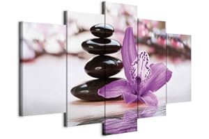 B&D XXL - Quadro 225x112 cm 5 Pezzi - Stampa su Tela Canvas in TNT Tessuta - Quadri Componibili Moderni Soggiorno Grandi - Murale Arte Decorazioni da Parete Decori - Fiori 030110-29