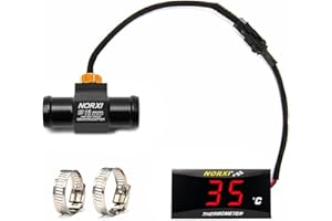 NORXI Termómetro digital para motocicletas, termómetro universal con sensores, termómetro impermeable para motocicletas con alarma de alta temperatura (16mm,Rojo)