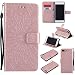 Produktbild Lonchee iPhone 7 Plus (5,5 zoll) Leder Wallet Tasche Brieftasche Schutzhülle , Sonnenblumen geprägten Muster Design Hochwertige PU Leder Folio Tasche Case Hülle im Bookstyle mit Standfunktion Kredit Kartenfächer (Rose Gold)