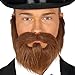Produktbild Amakando Falscher Gentleman Bart mit Gummiband / Braun mit Gummiband / Unechter Vollbart mit Oberlippenbart Herzog / Perfekt geeignet zu Fasching & Karneval