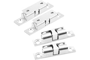 Derbway Fermetures de Porte 4 Pièces,Rouleau à billes en métal,Acier Inoxydable Loquet de Porte Armoire-Argent