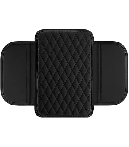 Oiieco Cuscino Bracciolo Auto In Pelle - 31,5x18,7cm Universale Antiscivolo Nero - Foto 3