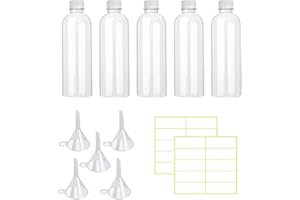 LSYYSL 5 flaconi da 100 ml, in plastica trasparente, per lozione, struccante, con tappo a vite, adatto ai viaggi, con 5 imbuti e 20 etichette.