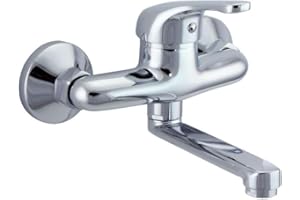 HYDROLAND Wandarmatur Waschtischmischer kurzer Auslauf, Wasserhahn, Badarmatur, Einhandmischer, Chrom B292