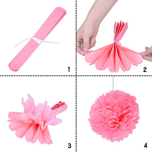 Outus Seidenpapier Pom Pom Blumen und Papierlaternen Party Dekoration, 12 Stück - 4