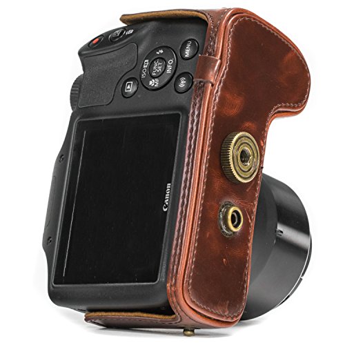 MegaGear Etui souple en cuir pour  Housse pour Canon PowerShot SX50 HS  Brun Fonc   