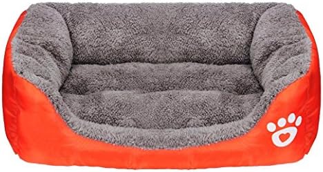 Pet Bed Puppy Cushion House Soft Warm Kennel Dog Mat Blanket By JACKY (L, Orange)