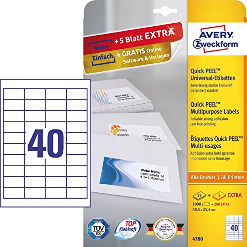 Avery Zweckform - Etiquetas multiuso  48 5 x 25 4 mm   color blanco