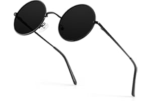 ANYLUV Round Sunglasses Mens Polarised, Classic Circle Sunglasses for Women UV Protection, Hippie Glasses Lennon Style Metal Frame
