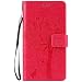Produktbild Jepson Motorola Moto Z Force Hülle, Leadertasche Premium Lederhülle Flip Case im Bookstyle Folio Cover Kartenfächer Magnetverschluss und Standfunktion Leder Schale Etui für Handytasche Schutzhülle Prägung Katzen & Baum Muster.