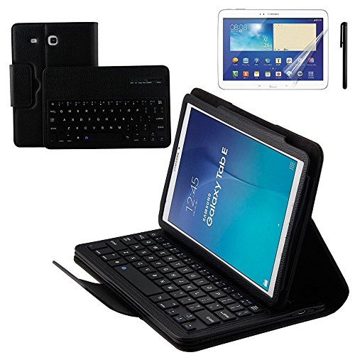 Samsung Tab E 9.6 Tastatur-KVAGO Hülle mit Abnehmbare Wireless Bluetooth QWERTY Tastatur Stilvolle PU Leder Flip Cover Stand Up Schutzhülle mit Tastatur für Samsung Galaxy Tab E sm-t560 sm-t561 sm-t565 + Displayschutzfolie + Eingabestift—Schwarz - 7