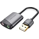 VENTION Carte Son Externe USB, Adaptateur Jack USB vers Prise 3.5mm, Audio Carte Son PC avec Stéréo et Micro, Convertisseur U