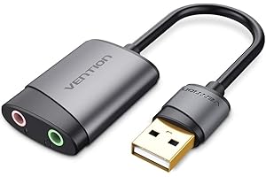 VENTION Carte Son Externe USB, Adaptateur Jack USB vers Prise 3.5mm, Audio Carte Son PC avec Stéréo et Micro, Convertisseur USB Compatible avec Raspberry Pi, Windows, Mac, Mac Mini, PS5, PS4, PC (2)