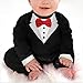 Happy Cherry Kids Child Toddler Baby Boy One Piece Long Sleeves Cute Romper Suite with Red Bowtie