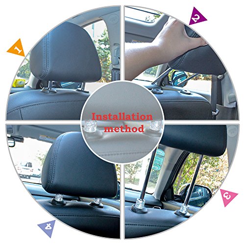 YINUO Universal Chrom Bling Kristall Kopfstütze Kopfstützen Halsbänder Auto Innendekoration Auto Zubehör für Auto LKW SUV Fahrzeug (4 Stück) (Silber) - 2