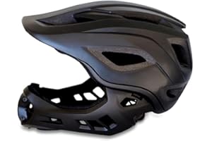 Crazy Safety Casque Intégral pour Enfants | Casque intégral pour VTT, BMX et Skateboard | Casque vélo Enfant avec Design 2-en-1 | Casque Motocross Taille M 53-58 cm (Noir)
