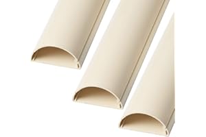 LOOPS 3m (3x 100cm) – 16mm x 8mm Magnolia Trunking | HALF ROUND Cable Conduit Cover | HDMI AV TV Ethernet & Speaker Wire Ducting | Wall Tidy Management | Self-Adhesive Backing *EASY INSTALL* | Skirting Home