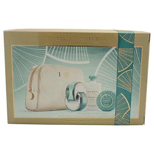 Bvlgari Omnia Paraiba Set (Eau de Toilette, 65 ml, Scented Soap, 75 g, Bodylotion, 75 ml Plus Kulturtasche), 1er Pack (1 x 3 Stück)