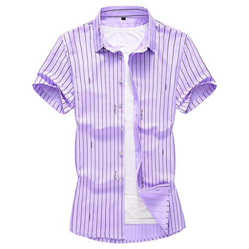 Preisvergleich Produktbild BHYDRY Mens-Sommer-Art- und Weisehemden beiläufige Kurze Hülsen-Strand-Oberseiten lösen beiläufige Bluse